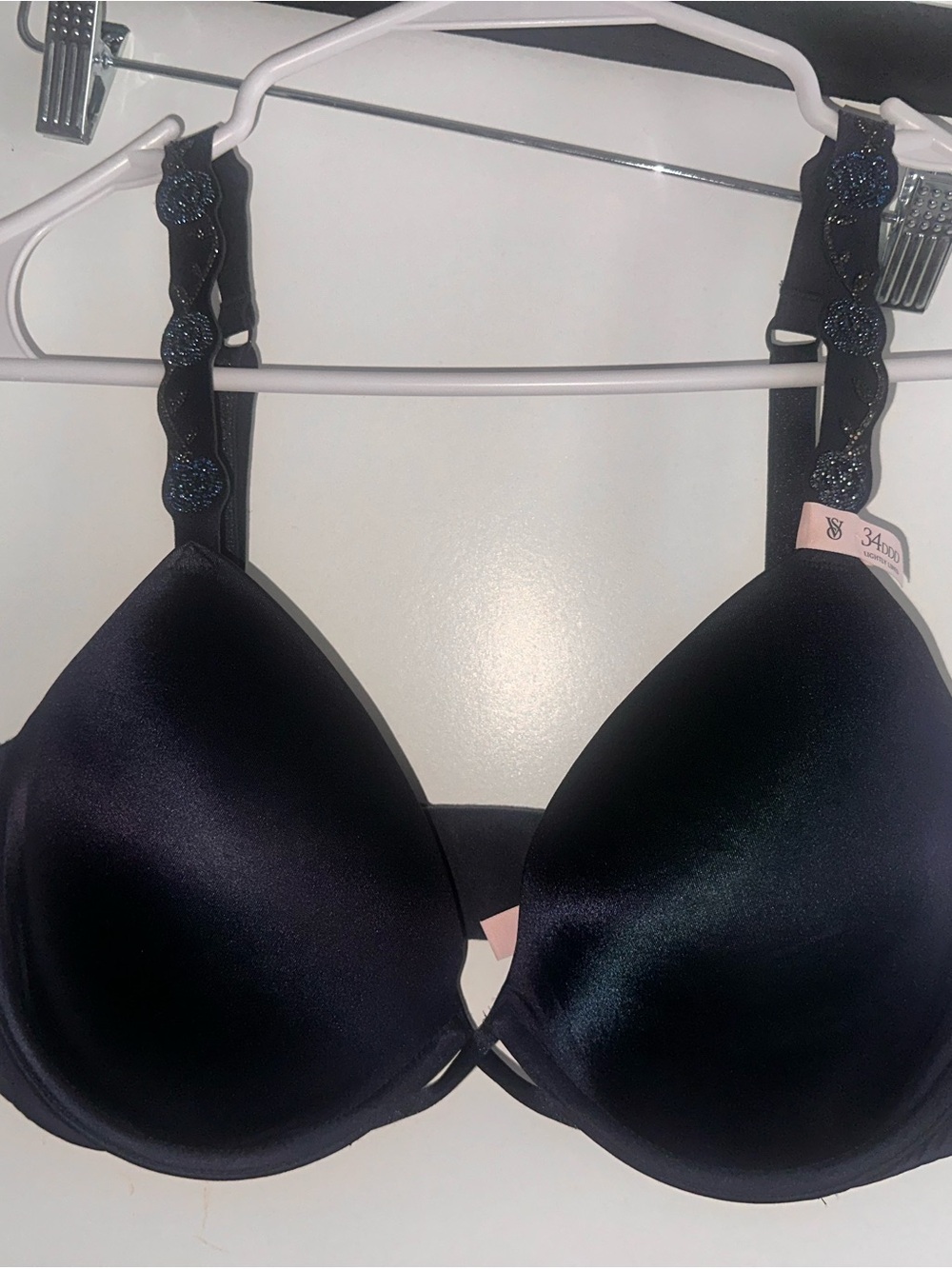 Dark blue Satin Bra with Decorative Straps